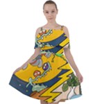 Astronaut Moon Monsters Spaceship Universe Space Cosmos Cut Out Shoulders Chiffon Dress