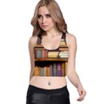 Book Nook Books Bookshelves Comfortable Cozy Literature Library Study Reading Room Fiction Entertain Racer Back Crop Top