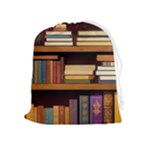Book Nook Books Bookshelves Comfortable Cozy Literature Library Study Reading Room Fiction Entertain Drawstring Pouch (XL)