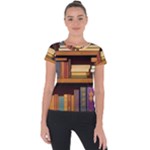 Book Nook Books Bookshelves Comfortable Cozy Literature Library Study Reading Room Fiction Entertain Short Sleeve Sports Top 