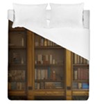 Books Book Shelf Shelves Knowledge Book Cover Gothic Old Ornate Library Duvet Cover (Queen Size)