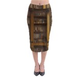 Books Book Shelf Shelves Knowledge Book Cover Gothic Old Ornate Library Midi Pencil Skirt