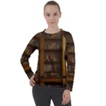 Books Book Shelf Shelves Knowledge Book Cover Gothic Old Ornate Library Women s Long Sleeve Raglan T-Shirt