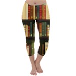 Books Bookshelves Library Fantasy Apothecary Book Nook Literature Study Capri Winter Leggings 