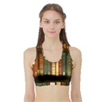 Books Bookshelves Library Fantasy Apothecary Book Nook Literature Study Sports Bra with Border