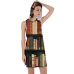 Books Bookshelves Library Fantasy Apothecary Book Nook Literature Study Racer Back Hoodie Dress