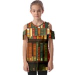 Books Bookshelves Library Fantasy Apothecary Book Nook Literature Study Fold Over Open Sleeve Top