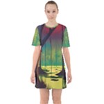 Nature Swamp Water Sunset Spooky Night Reflections Bayou Lake Sixties Short Sleeve Mini Dress