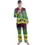 Nature Swamp Water Sunset Spooky Night Reflections Bayou Lake Men s Long Sleeve Satin Pajamas Set