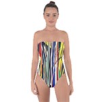 Abstract Trees Colorful Artwork Woods Forest Nature Artistic Tie Back One Piece Swimsuit