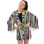 Abstract Trees Colorful Artwork Woods Forest Nature Artistic Long Sleeve Kimono