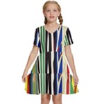 Abstract Trees Colorful Artwork Woods Forest Nature Artistic Kids  Short Sleeve Tiered Mini Dress