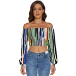 Abstract Trees Colorful Artwork Woods Forest Nature Artistic Long Sleeve Crinkled Weave Crop Top