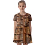 Room Interior Library Books Bookshelves Reading Literature Study Fiction Old Manor Book Nook Reading Kids  Short Sleeve Pinafore Style Dress