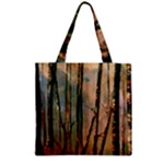 woodland woods forest trees nature outdoors mist moon background artwork book Zipper Grocery Tote Bag