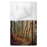 woodland woods forest trees nature outdoors mist moon background artwork book Duvet Cover (Single Size)