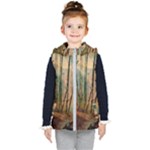 woodland woods forest trees nature outdoors mist moon background artwork book Kids  Hooded Puffer Vest