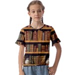 Room Interior Library Books Bookshelves Reading Literature Study Fiction Old Manor Book Nook Reading Kids  Cuff Sleeve Scrunch Bottom T-Shirt