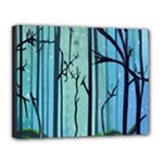 Nature Outdoors Night Trees Scene Forest Woods Light Moonlight Wilderness Stars Canvas 14  x 11  (Stretched)