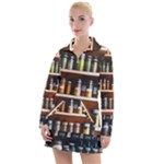 Alcohol Apothecary Book Cover Booze Bottles Gothic Magic Medicine Oils Ornate Pharmacy Women s Long Sleeve Casual Dress