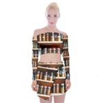 Alcohol Apothecary Book Cover Booze Bottles Gothic Magic Medicine Oils Ornate Pharmacy Off Shoulder Top with Mini Skirt Set