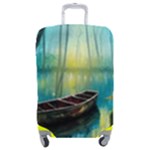 Swamp Bayou Rowboat Sunset Landscape Lake Water Moss Trees Logs Nature Scene Boat Twilight Quiet Luggage Cover (Medium)