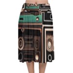 Retro Electronics Old Antiques Texture Wallpaper Vintage Cassette Tapes Retrospective Velvet Flared Midi Skirt