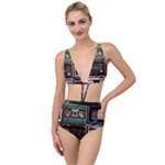 Retro Electronics Old Antiques Texture Wallpaper Vintage Cassette Tapes Retrospective Tied Up Two Piece Swimsuit