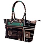 Retro Electronics Old Antiques Texture Wallpaper Vintage Cassette Tapes Retrospective Canvas Shoulder Bag