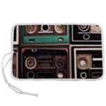 Retro Electronics Old Antiques Texture Wallpaper Vintage Cassette Tapes Retrospective Pen Storage Case (L)