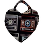 Retro Cameras Old Vintage Antique Technology Wallpaper Retrospective Giant Heart Shaped Tote