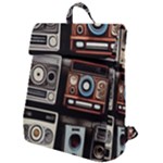 Retro Cameras Old Vintage Antique Technology Wallpaper Retrospective Flap Top Backpack