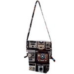 Retro Cameras Old Vintage Antique Technology Wallpaper Retrospective Folding Shoulder Bag