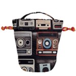 Retro Cameras Old Vintage Antique Technology Wallpaper Retrospective Drawstring Bucket Bag