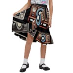 Retro Cameras Old Vintage Antique Technology Wallpaper Retrospective Kids  Ruffle Flared Wrap Midi Skirt