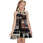 Retro Cameras Old Vintage Antique Technology Wallpaper Retrospective Kids  Halter Collar Waist Tie Chiffon Dress