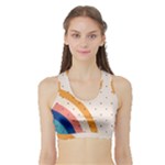 Abstract Geometric Bauhaus Polka Dots Retro Memphis Rainbow Sports Bra with Border