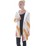 Abstract Geometric Bauhaus Polka Dots Retro Memphis Rainbow Longline Hooded Cardigan