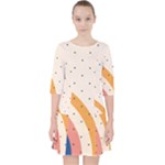 Abstract Geometric Bauhaus Polka Dots Retro Memphis Rainbow Quarter Sleeve Pocket Dress
