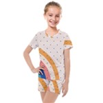 Abstract Geometric Bauhaus Polka Dots Retro Memphis Rainbow Kids  Mesh T-Shirt and Shorts Set