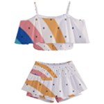 Abstract Geometric Bauhaus Polka Dots Retro Memphis Rainbow Kids  Off Shoulder Skirt Bikini