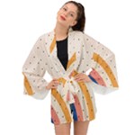 Abstract Geometric Bauhaus Polka Dots Retro Memphis Rainbow Long Sleeve Kimono