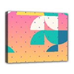 Abstract Geometric Bauhaus Polka Dots Retro Memphis Art Canvas 14  x 11  (Stretched)