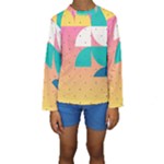 Abstract Geometric Bauhaus Polka Dots Retro Memphis Art Kids  Long Sleeve Swimwear