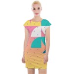 Abstract Geometric Bauhaus Polka Dots Retro Memphis Art Cap Sleeve Bodycon Dress