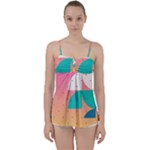 Abstract Geometric Bauhaus Polka Dots Retro Memphis Art Babydoll Tankini Top