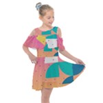 Abstract Geometric Bauhaus Polka Dots Retro Memphis Art Kids  Shoulder Cutout Chiffon Dress