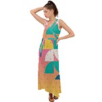Abstract Geometric Bauhaus Polka Dots Retro Memphis Art V-Neck Chiffon Maxi Dress