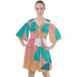 Abstract Geometric Bauhaus Polka Dots Retro Memphis Art Boho Button Up Dress