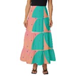 Abstract Geometric Bauhaus Polka Dots Retro Memphis Art Tiered Ruffle Maxi Skirt